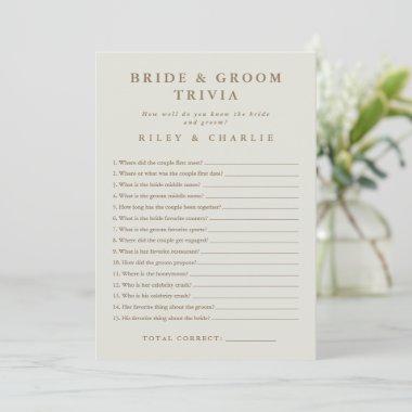 Simple Wedding Bridal Shower Trivia Game
