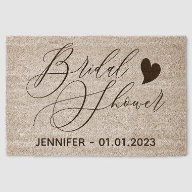 Simple Wedding heart signature  Fiber Doormat