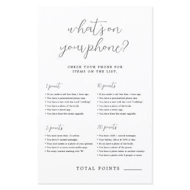 Simple What's On Your Phone Bridal Shower Game