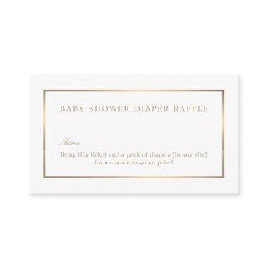 Simple White and Gold, Diaper Raffle Ticket Enclosure