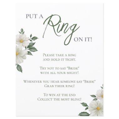 Simple White Floral Bridal Shower Ring Game