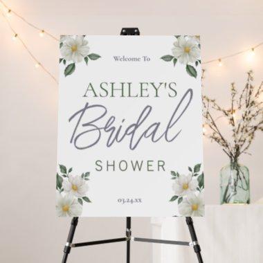 Simple White Floral Bridal Shower Welcome Sign