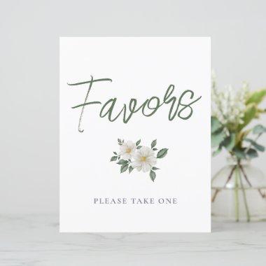 Simple White Floral Favors Party Sign