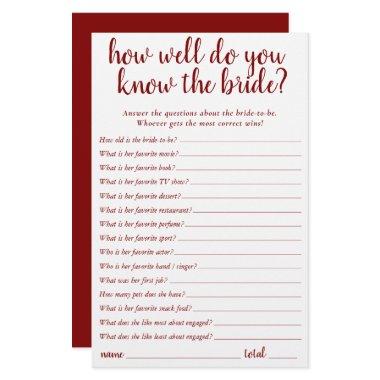 Simple Who Knows the Bride Best | Cherry Red