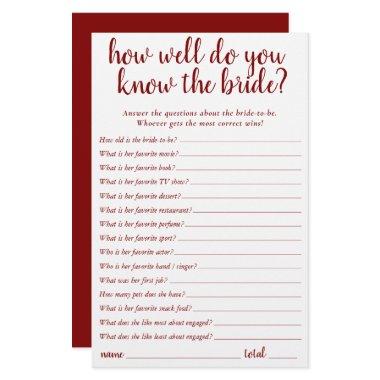 Simple Who Knows the Bride Best | Cherry Red Invitations