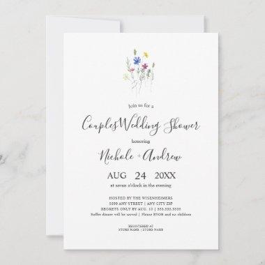 Simple Wildflower Bouquet Couples Wedding Shower Invitations