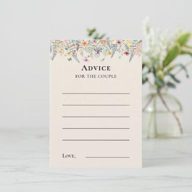 Simple Wildflower Fern Beige Wedding Advice Card