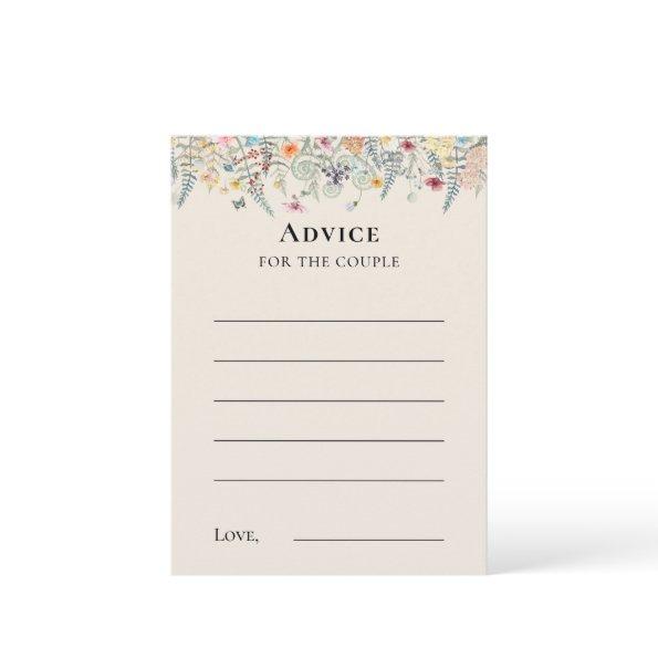 Simple Wildflower Fern Beige Wedding Advice Card