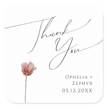 Simple Wildflower | Thank You Wedding Favor Square Sticker