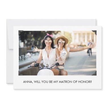 Simple Will You Be My Matron of Honor Photo Invitations