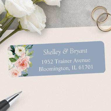 Simply Beauty Dusty Blue Blush Pink Floral Label