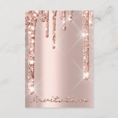 Simply Birthday Bridal Rose Drips Spark Glitter Invitations
