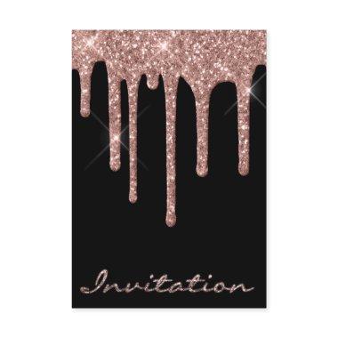 Simply Birthday Bridal Rose Drips Spark Glitter Invitations