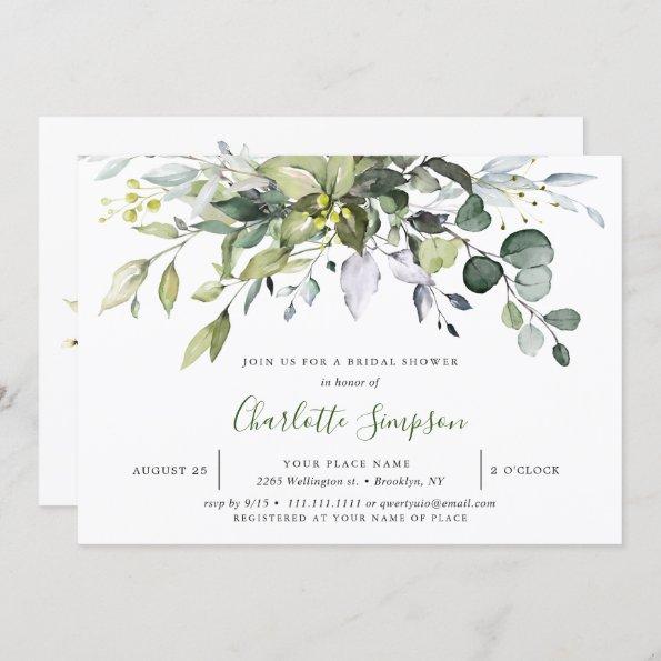 Simply Elegant Eucalyptus Bridal Shower Invitations