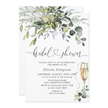 Simply Elegant Eucalyptus Bridal Shower Invitations