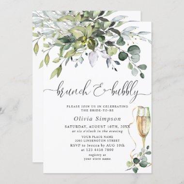 Simply Elegant Eucalyptus Brunch & Bubbly Invitations