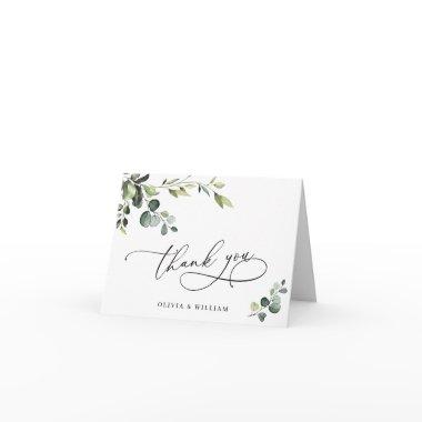 Simply Elegant Eucalyptus Watercolor Floral QR Thank You Invitations