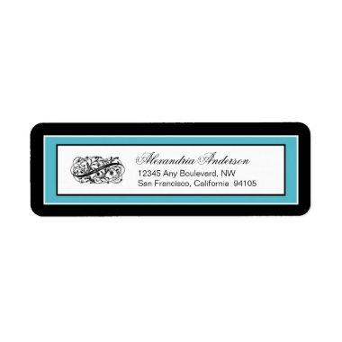 Simply Elegant Return Address Label (black/aqua)