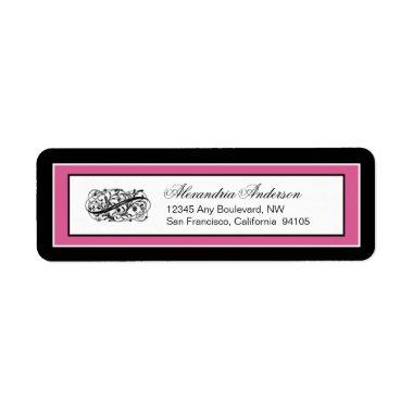 Simply Elegant Return Address Label: black/fuchsia Label