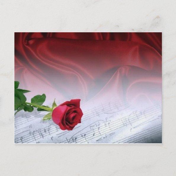 single rose on sheet music - customizable postInvitations