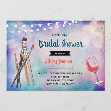 Sip and paint bridal shower Invitations