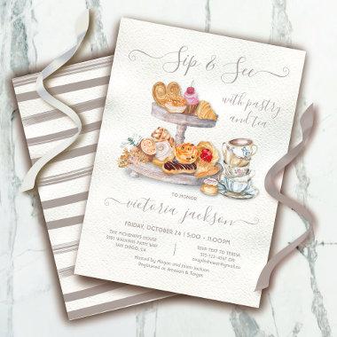 Sip and See with Pastry Tea Baby Shower Invitations