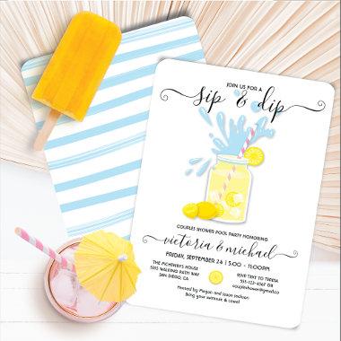 Sip & Dip Lemonade Pool Party Shower Invitations