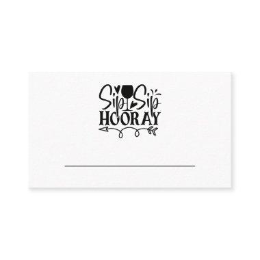 Sip Hooray Wine Glass Party Black White Wedding Place Invitations