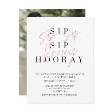 Sip Sip Hooray Black White Photo Couple's Shower