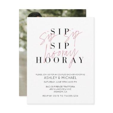 Sip Sip Hooray Black White Photo Couple's Shower Invitations