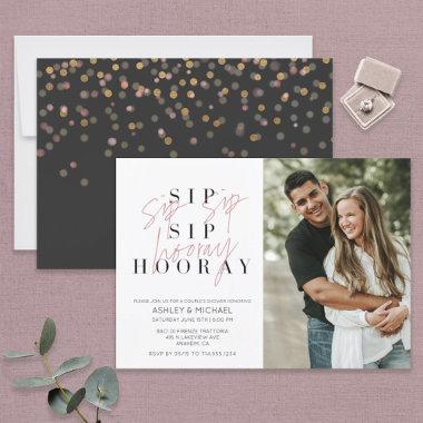 Sip Sip Hooray Black White Photo Couple's Shower
