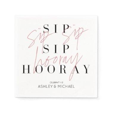 Sip Sip Hooray Black White Photo Couple's Shower Napkins