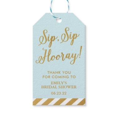 Sip Sip Hooray Blue and Gold Bridal Shower Wine Gift Tags