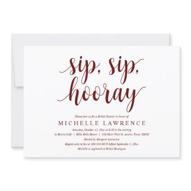 Sip, Sip, Hooray, Bridal Shower Celebration Invita Invitations