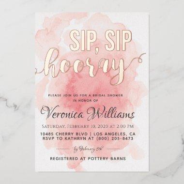 Sip Sip Hooray Bridal Shower Foil Invitations