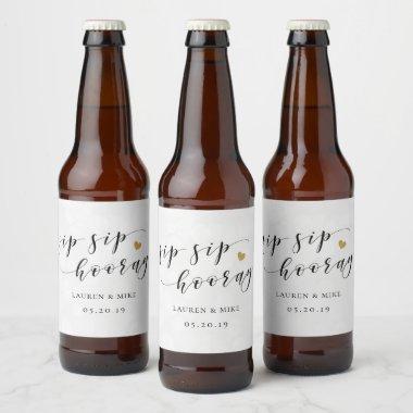 Sip Sip Hooray Bridal Shower Wedding Beer Bottle Label