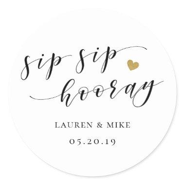 Sip Sip Hooray Bridal Shower Wedding Favor Classic Round Sticker