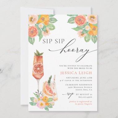 Sip Sip Hooray Bright Cocktail Bridal Shower Invit Invitations