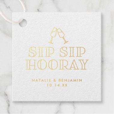 Sip Sip Hooray Champagne Toast Foil Favor Tags