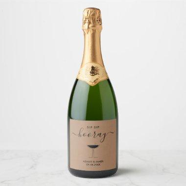 Sip Sip Hooray Chapagne Label, Wedding Glass Sparkling Wine Label