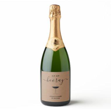 Sip Sip Hooray Chapagne Label, Wedding Glass Sparkling Wine Label