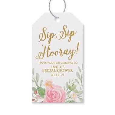 Sip Sip Hooray Floral Bridal Shower Wine Gift Tags