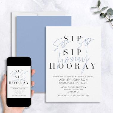 Sip Sip Hooray Modern Steel Blue Bridal Shower Invitations