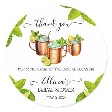 Sip, Sip, Hooray! Moscow Mule Bridal Shower Favor Classic Round Sticker