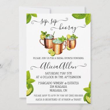 Sip, Sip, Hooray! Moscow Mule themed Bridal Shower Invitations
