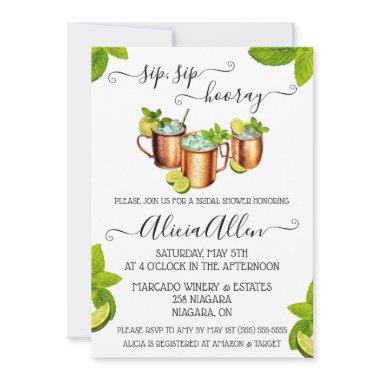 Sip, Sip, Hooray! Moscow Mule themed Bridal Shower Invitations