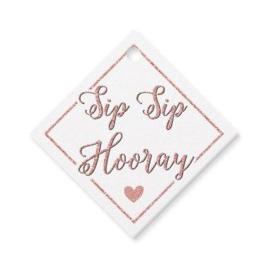 Sip Sip Hooray Rose Gold Bridal Shower Wine Bottle Favor Tags