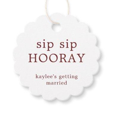 Sip Sip Hooray Simple Burgundy  Favor Tags