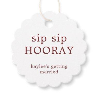 Sip Sip Hooray Simple Burgundy Bridal Shower Favor Tags