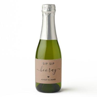 Sip Sip Hooray Stickers, Wedding Gift Tag, Kraft Sparkling Wine Label